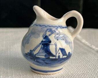 Gift Holland Pitcher Handpainted Tiny Pitcher Toothpick Holder Kitchen Blue White