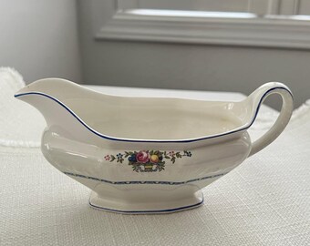 J&G Meakin England Gravy Boat White with Blue Border