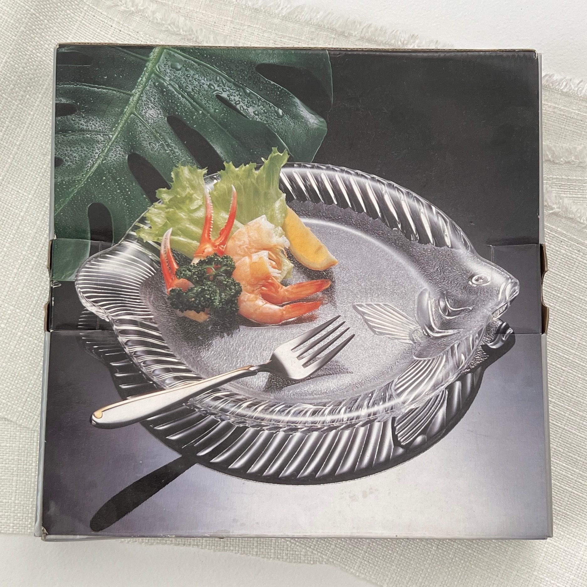 Mikasa Fish Shaped Glass Plate Serve Ware Glass Seafood Platter Fish Theme