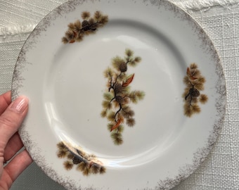Fine China Pine Tree Design Gem China of Japan Plate Pinecones
