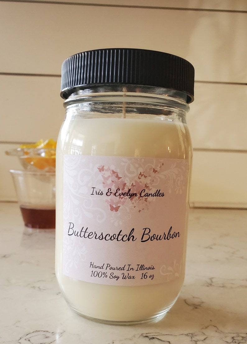 A warm fragrance that will fill your home with the rich, sweet aroma of butterscotch and the smoky, earthy notes of bourbon. Made with high-quality soy wax and premium fragrance oils, our Butterscotch Bourbon candle burns cleanly and evenly.