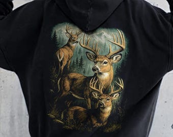 Felpa con cappuccio in stile grafico vintage Deer anni '90, felpa con cappuccio sbiadita grunge retrò Hunter Deer, streetwear Nature Y2K, regalo cervo anni 2000, maglietta da caccia