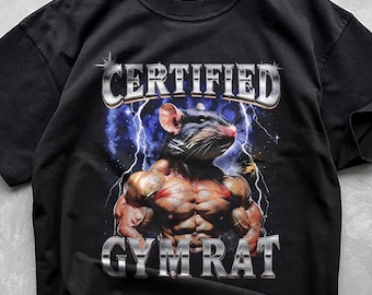 Certified Gym Rat Funny Vintage 90s Style T-Shirt, Unisex Retro Gym Graphic Tee, Pump Cover Rat Shirt, Gym Lovers Gift, Funny Gym Meme Shirt