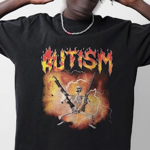 Camiseta de esqueleto autista, meme de esqueleto atrevido sobre autismo, camiseta con características peculiares, camisetas con regalos ofensivos, camisetas malditas, camisetas inapropiadas