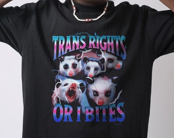 Trans Right Opossum Graphic Tee: Transgender LGBT Pride Shirt