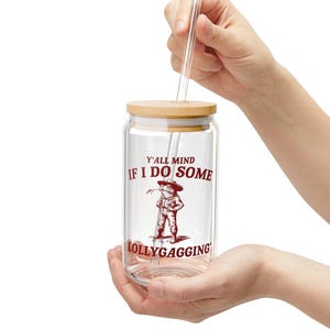 Lollygagging Glass Tumbler With Bamboo Lid & Straw