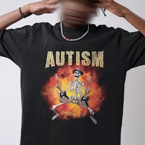 Autismus Bewusstsein T-Shirt: Lustiges Cowboy Skelett Grafik T-Shirt