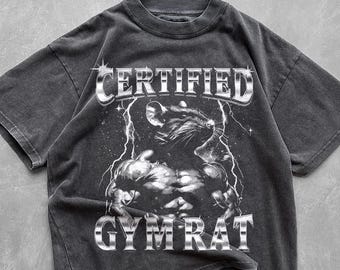 Certified Gym Rat Funny Vintage 90s Style T-Shirt, Unisex Retro Gym Graphic Tee, Pump Cover Rat Shirt, Gym Lovers Gift, Funny Gym Meme Shirt