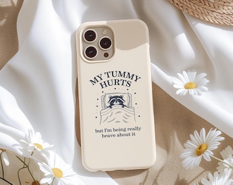 Funda para iPhone con el texto "Me duele la barriga": un regalo sarcástico con meme