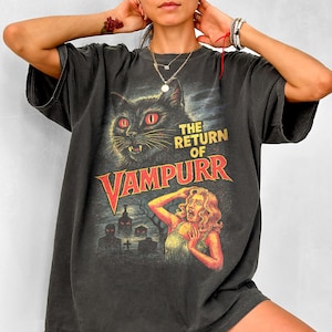 Halloween Cat Shirt, Vintage 90s Style Graphic T-Shirt, Retro Comfort Colors® Halloween University Spooky Unisex Top, Halloween Spooky Tee