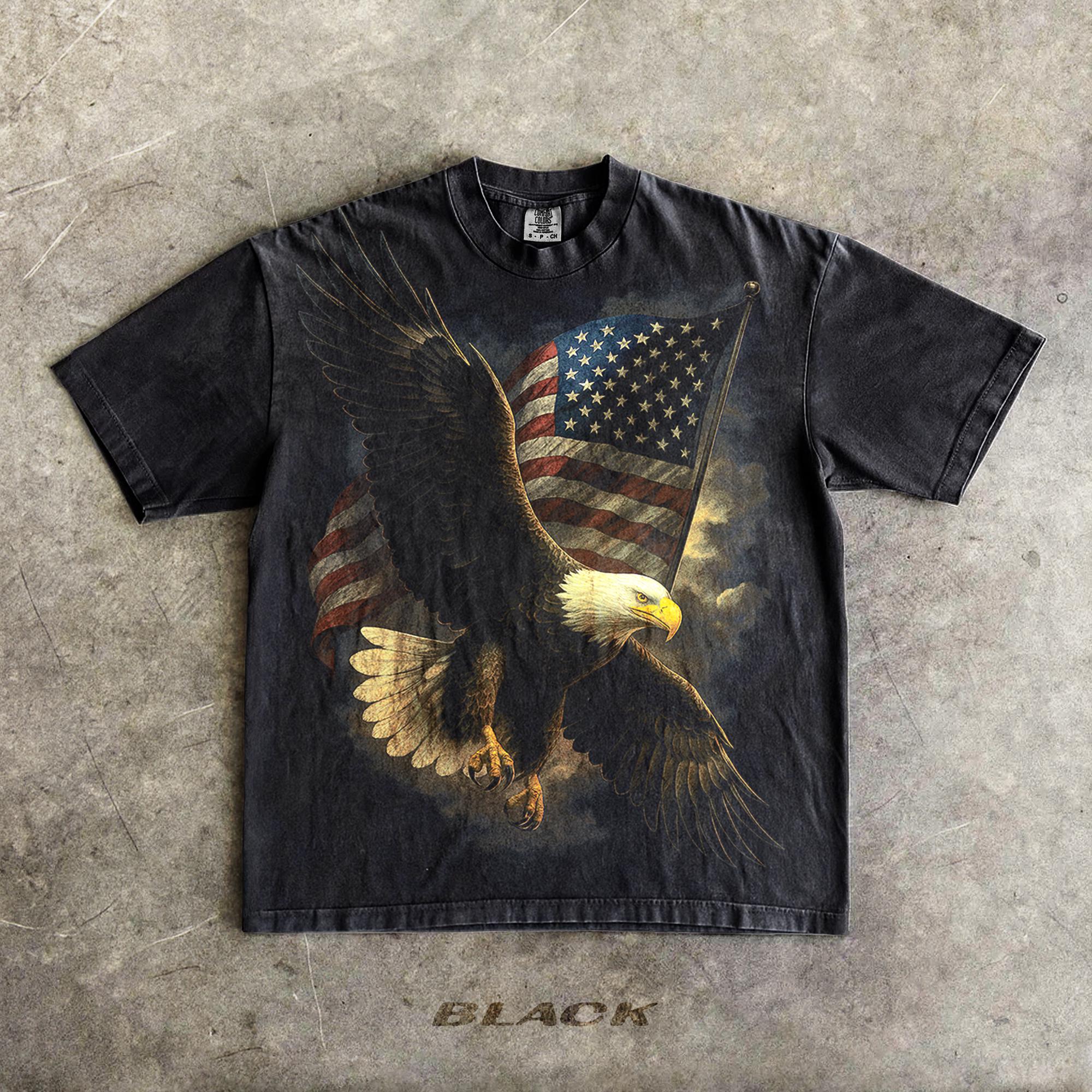 T-shirt da uomo taglie forti con stampa 3D motivo animale aquila