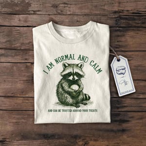 Ich bin normal und ruhig lustiges Retro Grafik-T-Shirt, Waschbär-T-Shirt, seltsames T-Shirt, Meme-T-Shirt, Unisex-T-Shirt, Geschenke für sie, Feinschmecker