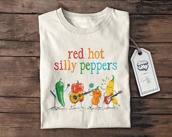 Maglietta Red Hot Silly Peppers: maglietta divertente con meme vintage