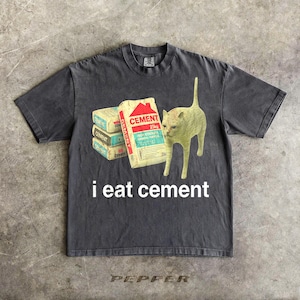I Eat Cement Cursed Cat, Funny Meme Shirt, Ironic Shirt, Cat Lover Gift, Oddly Specific, Unhinged Shirt, Cursed, Cringe gIFT