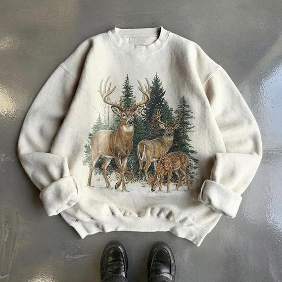 Midwest Sweatshirt Vintage Deer Sweater Hunting Season Gift Old Money Preppy Sweatshirt Country Western Boutique Outdoorsy Woodland Creature
