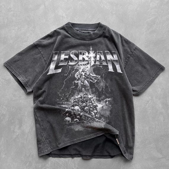 Lesbian Warrior Dark Fantasy T-Shirt, Graphic Shirt, Retro Funny Cat Shirt, LGBT Vintage Shirt, Funny Lesbian Gifts, Funny Meme T-shirt