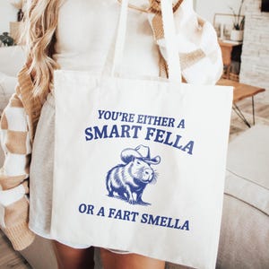 Are You A Smart Fella Or Fart Smella? Funny Tote Bag, Retro Meme Tote, Weird Crazy Design, Tote Bag, Perfect for Friends, Funny Gift Ideas