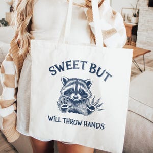 Cute Racoon Funny Tote Bag, Retro Meme Tote, Weird Crazy Design, Cute Quirky Gift, Tote Bag, Perfect for Friends, Funny Gift Idea