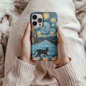 Vincent Van Gogh Art Starry Night Black Cat Phone Case Cover For iPhone 16 15 14 13 Mini Pro Max Galaxy S23 22 Google Pixel 9 8 7 015