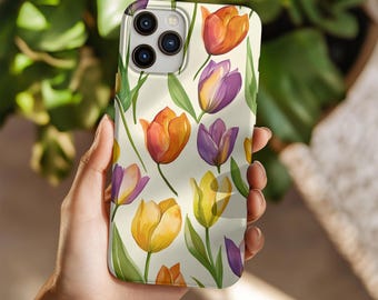 Tulip Flower Phone Case For  iPhone 16 Pro 15 14 13 12 11 8 Samsung Galaxy S24 Ultra 23 22 Pixel 9 Pro XL 8 Spring Time Mothers Day Gift 072