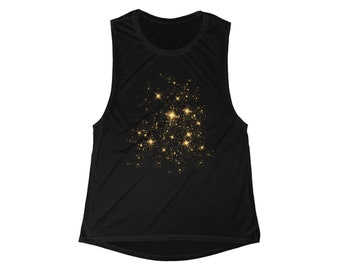 Gold Stars Yoga Tank Top: Celestial Athletic Wear