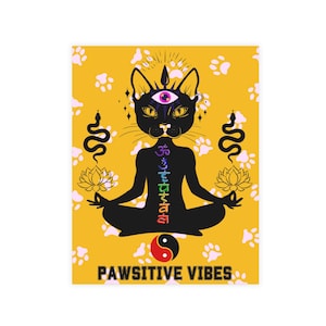 Paw-sitive vibes Postkarten, Katzenkunstkarten mit Umschlägen, Liebes- und Freundschaftsnotizen, Geschenke für Katzenliebhaber, achtsames Kartenpaket