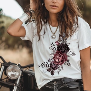 Black Rose Flower T-Shirt, Black Rose Flower Design Shirt,Flower Lover Shirt, Black Rose Shirt, Flower Unisex TShirt, Gift Rose Flower Tee