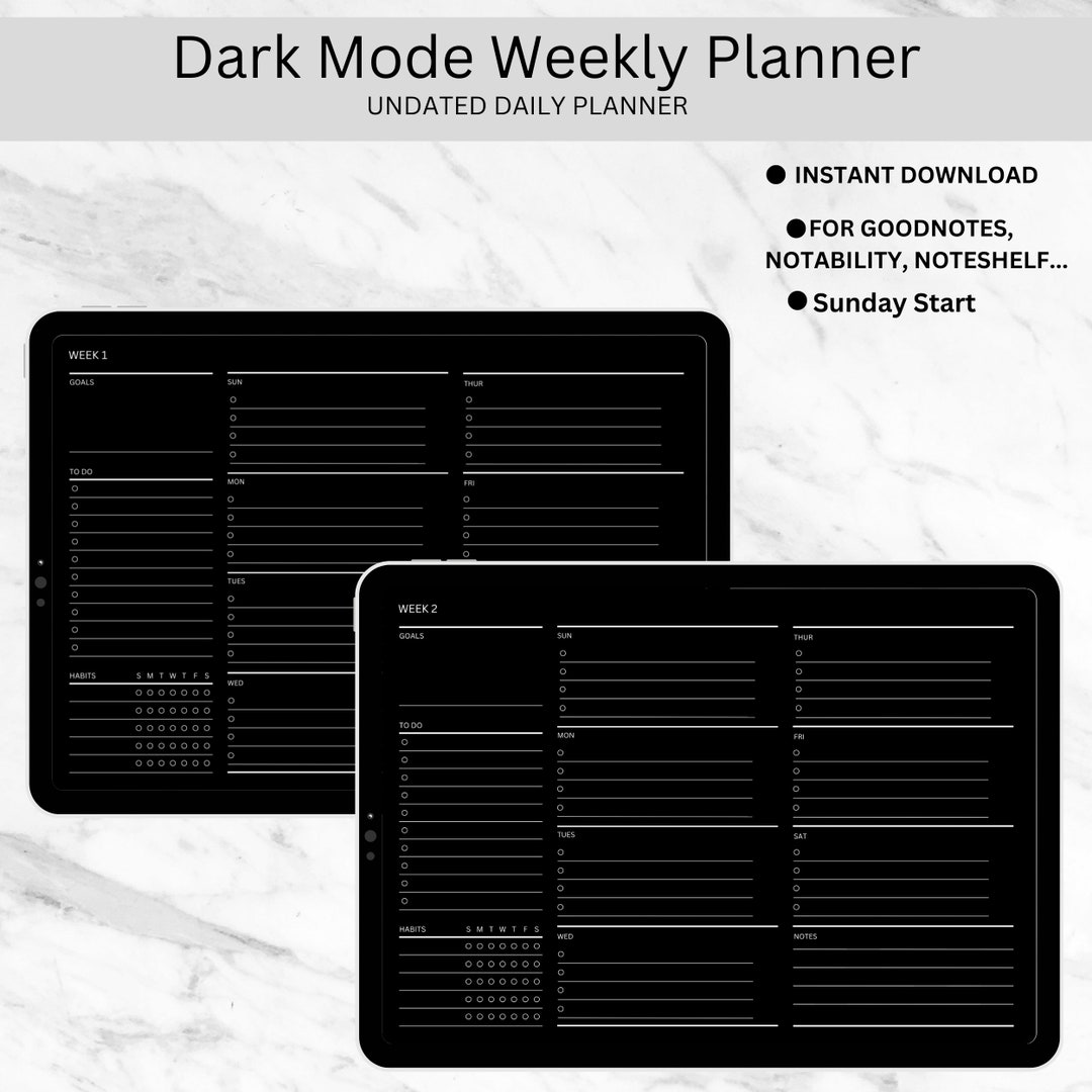 Weekly planner goodnotes template undated digital planner pdf cute