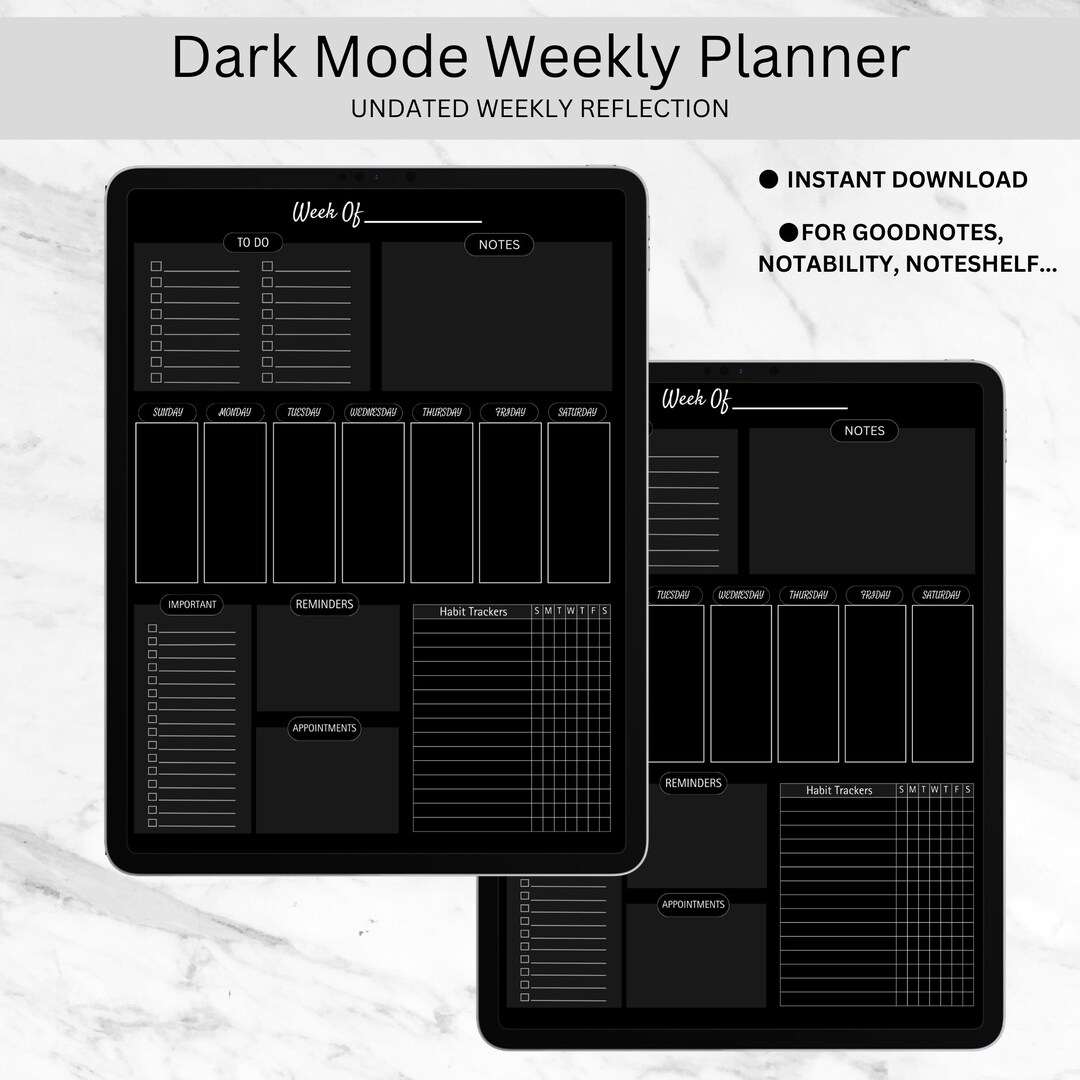 Weekly planner goodnotes template undated digital planner etsy