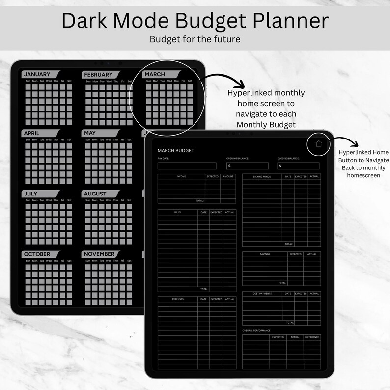 Budget Planner for Goodnotes Template, Undated Planner, Digital Planner