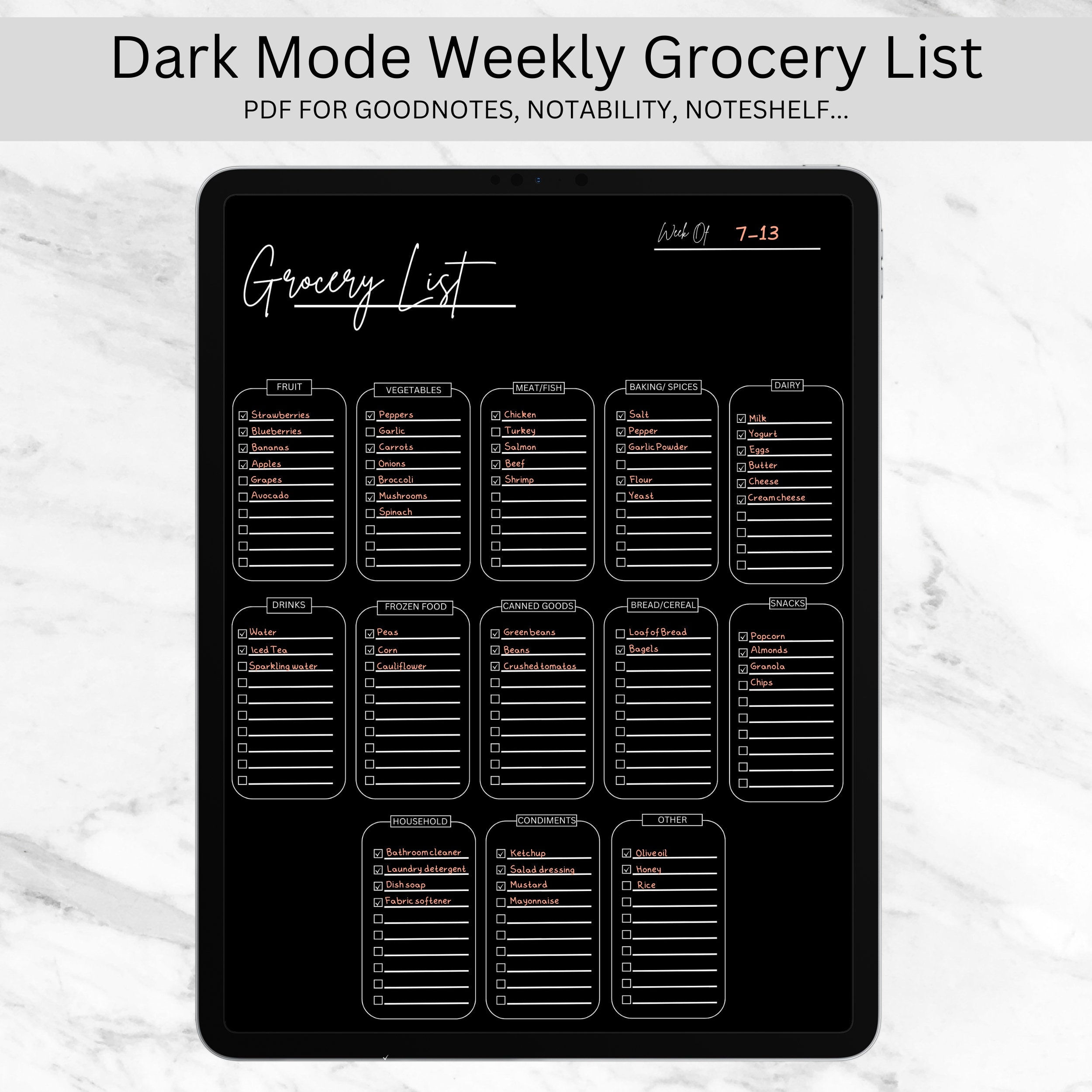 Digital Grocery List Template Grocery List Ipad Goodnotes Grocery Digital Grocery List Template Grocery List Ipad Goodnotes Grocery
