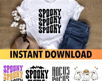 Pacote retrô de Halloween SVG, vetor de Halloween, svg assustador, Spooky Mama svg, camisa de Halloween svg, fantasma svg, cricut, silhueta png