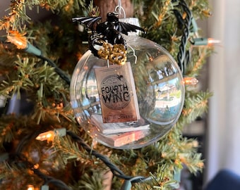 Handmade Fourth Wing Book Ornament: Dragon Charms Bauble