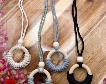 All Natural Essential Oil Air Freshener | Wood Ring and Cotton String Diffuser | Eco-Friendly Car Freshener | Sustainable Home & Car Aroma