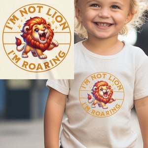 I&#39;m Not Lion Kids Short Sleeve Tee, Funny Youth T-Shirt, Roaring Top