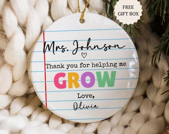 Personalized Teacher Ornament, Christmas Gift From Student, Teacher Appreciation Thank You Gift, First Year Teaching New Teacher Ornament