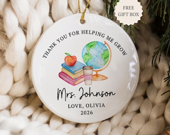 Personalized Teacher Ornament, Christmas Gift From Student, Teacher Appreciation Thank You Gift, First Year Teaching New Teacher Ornament