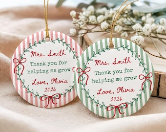 Personalized Teacher Ornament, Christmas Gift From Student, Teacher Appreciation Thank You Gift, First Year Teaching New Teacher Ornament