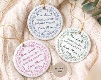 Personalized Teacher Ornament, Christmas Gift From Student, Teacher Appreciation Thank You Gift, First Year Teaching New Teacher Ornament