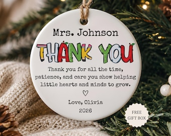 Personalized Teacher Ornament, Christmas Gift From Student, Teacher Appreciation Thank You Gift, First Year Teaching New Teacher Ornament