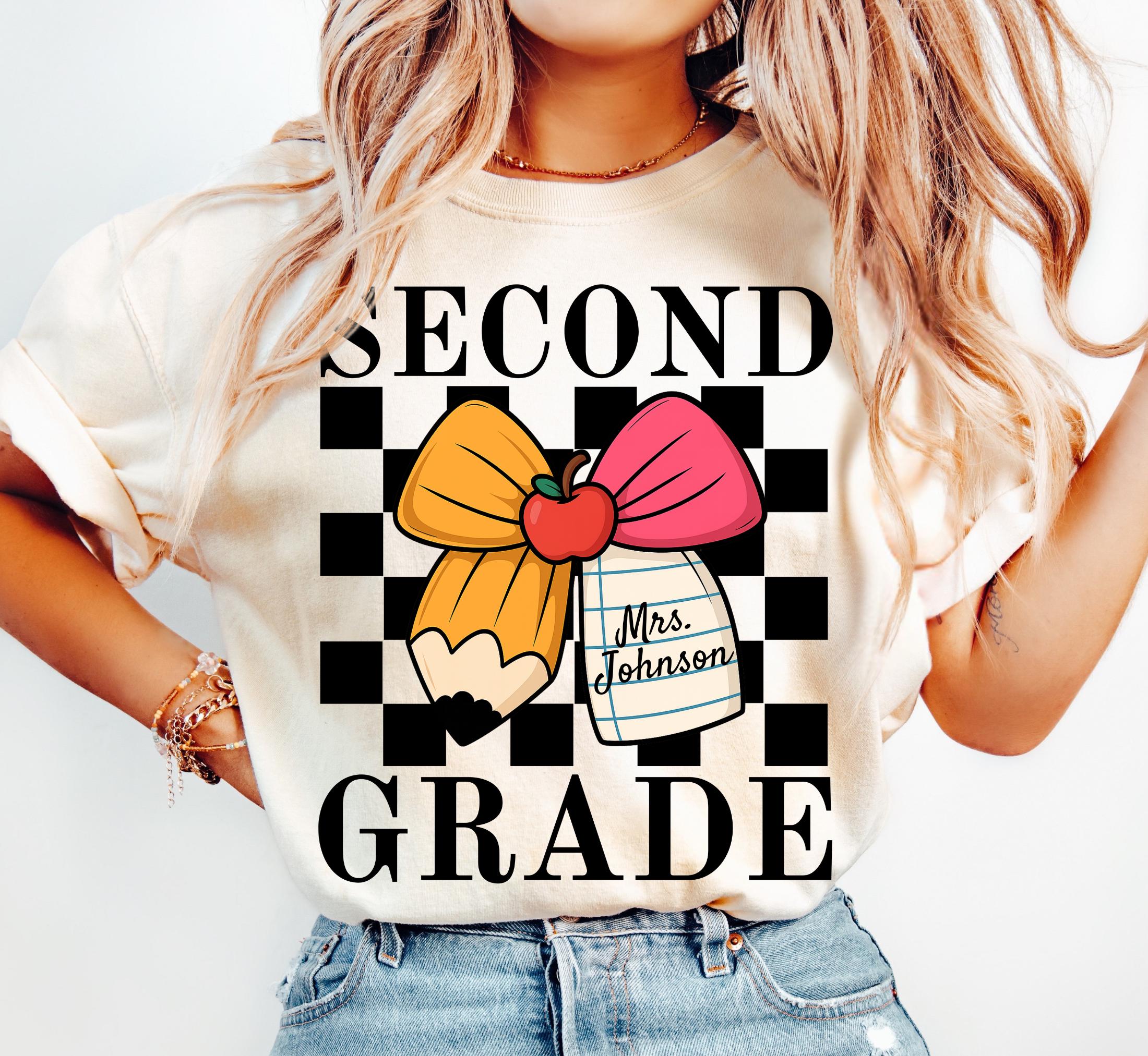 Custom Second Grade Teacher Shirt, Comfort Colors 2nd Grade Teacher Name Shirt, Second Grade Team Back to School Teacher Appreciation Gift
