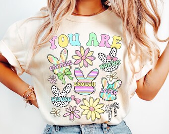 Teacher Easter Shirt, Easter Teacher Comfort Colors® Tshirt, Brushstroke Easter Bunny Spring Teach Shirt, Coquette Bow Teaching Bunnies Tee