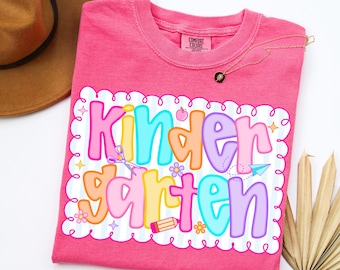 Kindergarten Teacher Shirt, Comfort Colors Kindergarten Teacher Tshirt, Kindergarten Team Tee, Back to School Teacher Appreciation Gift
