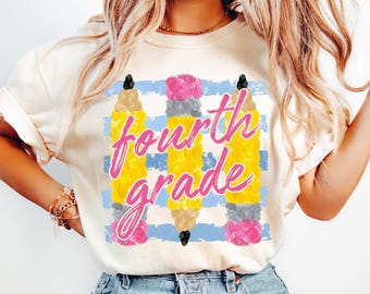 Fourth Grade Teacher Shirt, 4th Grade Team Comfort Colors Stripes Matching Elementary Back to School Teacher Appreciation Gift