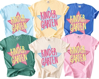 Kindergarten Teacher Shirt, Kindergarten Team Star Comfort Colors Shirt, Matching Tee Back to School Teacher Appreciation Gift