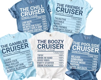 Funny Cruise Shirts, Family Cruise Nutrition Facts Label Tshirt, Group Matching Caribbean Cruise, Custom Cruising Crew T-Shirts, Cruiser Tee