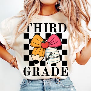 Custom Third Grade Teacher Shirt, Comfort Colors 3rd Grade Teacher Name Shirt, Third Grade Team Back to School Tee Teacher Appreciation Gift