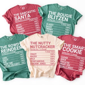 Funny Family Christmas Shirts, Group Matching Christmas Nutrition Facts Label Tshirt, Comfort Colors Custom Family Holiday Party Tee 2025