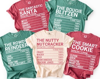 Funny Family Christmas Shirts, Group Matching Christmas Nutrition Facts Label Tshirt, Comfort Colors Custom Family Holiday Party Tee 2025