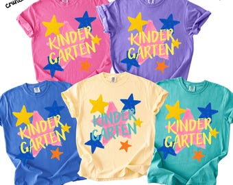 Kindergarten Teacher Shirt, Kindergarten Team Comfort Colors Star Tshirt, Group Matching Tee, Back to School Teacher Appreciation Gift